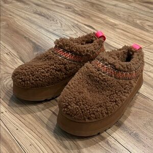 UGG Brown Slippers with Pink Accents